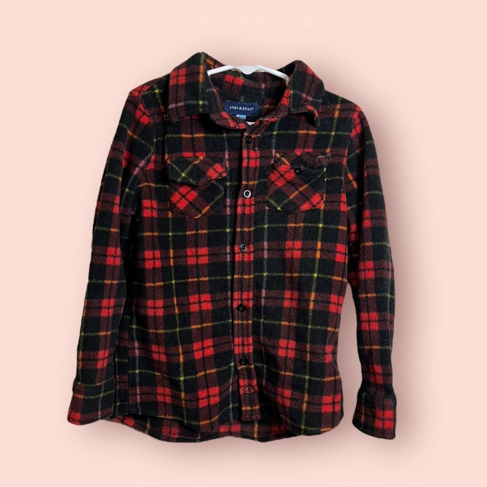 Andy & Evan Plaid Plush Button Down Shirt Toddler & Little Boys Sz 6Y
